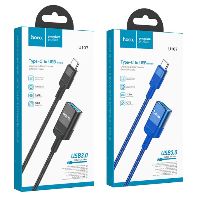 Hoco Extension cable Type-C male to USB female USB3.0 - U107 Hoco Extension cable Type-C male to USB female USB3.0 - U107