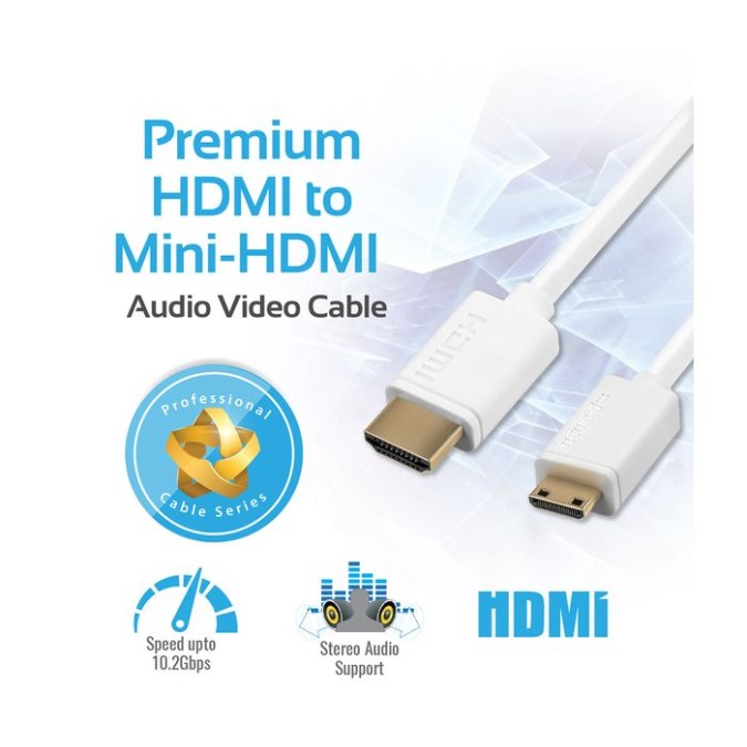 كابل بروميت LinkMate-H2 عالي السرعة من HDMI إلى Mini-HDMI - أبيض