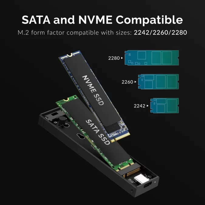 SABRENT USB TYPE-C TOOL-FREE ENCLOSURE FOR M.2 PCIE NVMe And SATA SSDs ( EC-SNVE) SABRENT USB TYPE-C TOOL-FREE ENCLOSURE FOR M.2 PCIE NVMe And SATA SSDs ( EC-SNVE)